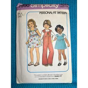 Simplicity 7990 pattern childs overall jumper dress size 5 6